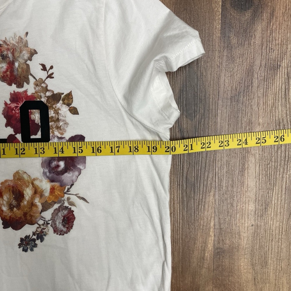 Polo Ralph Lauren Cotton White Graphic Floral Tee Shirt Short Sleeves Women's L - Picture 6 of 7